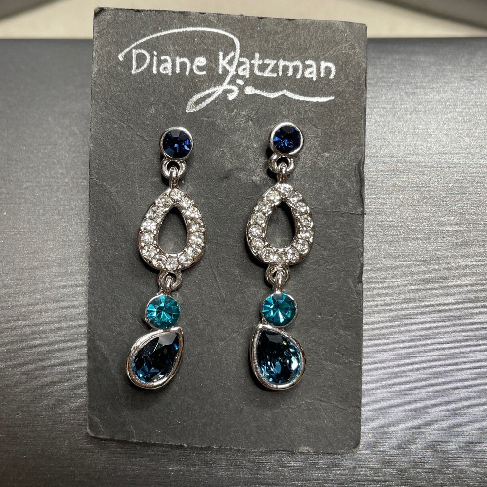 Diane Katzman signature Rhinestones dangle & drop earrings NOS featured in Elle